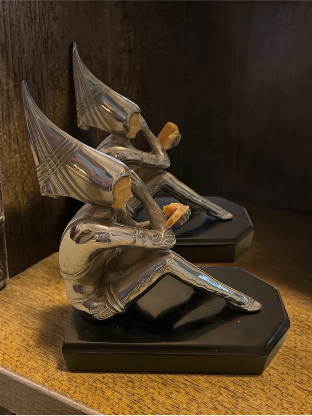 Vintage Pair Art Deco Pixie Girl Bookends J.B. Hirsch Gerdago Style 1920-1930's.